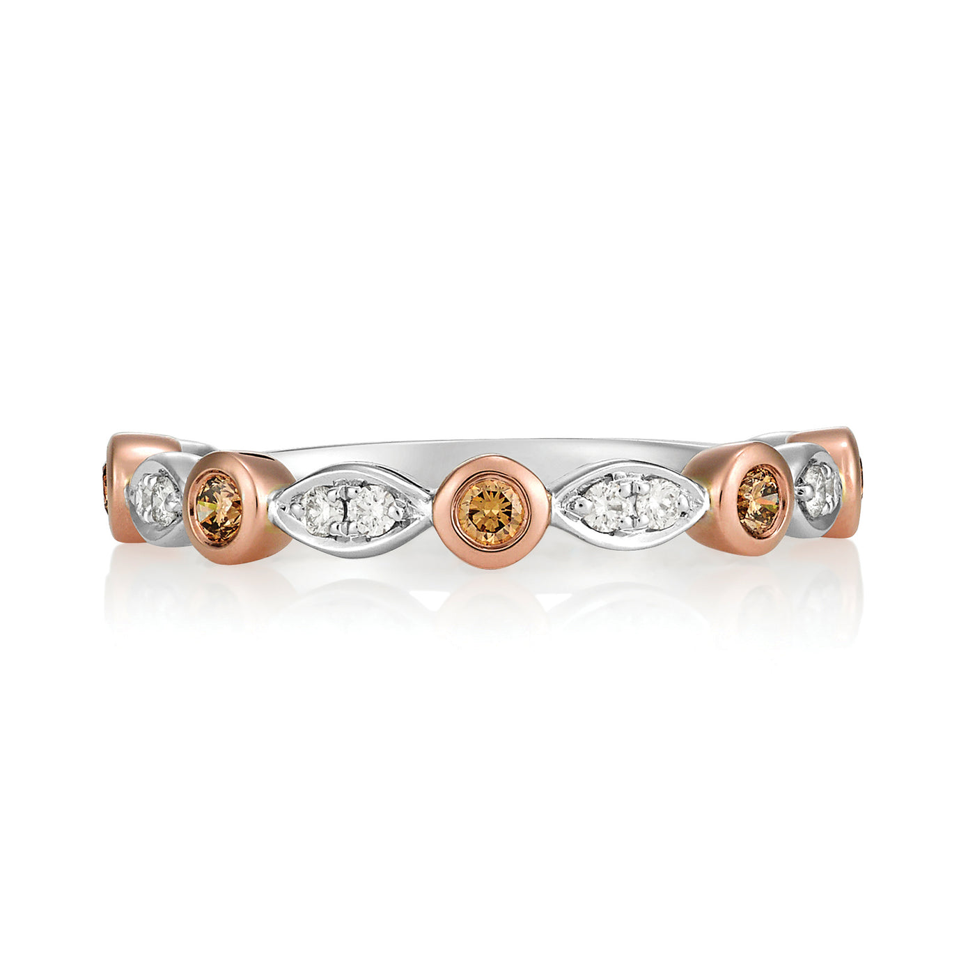 9ct white and rose gold Pinnacle ring featuring white and Australian Chocolate Diamonds.