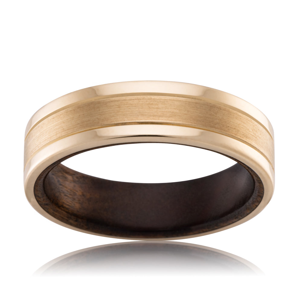 Australian Blackwood and Yellow Gold Sleeved Ring