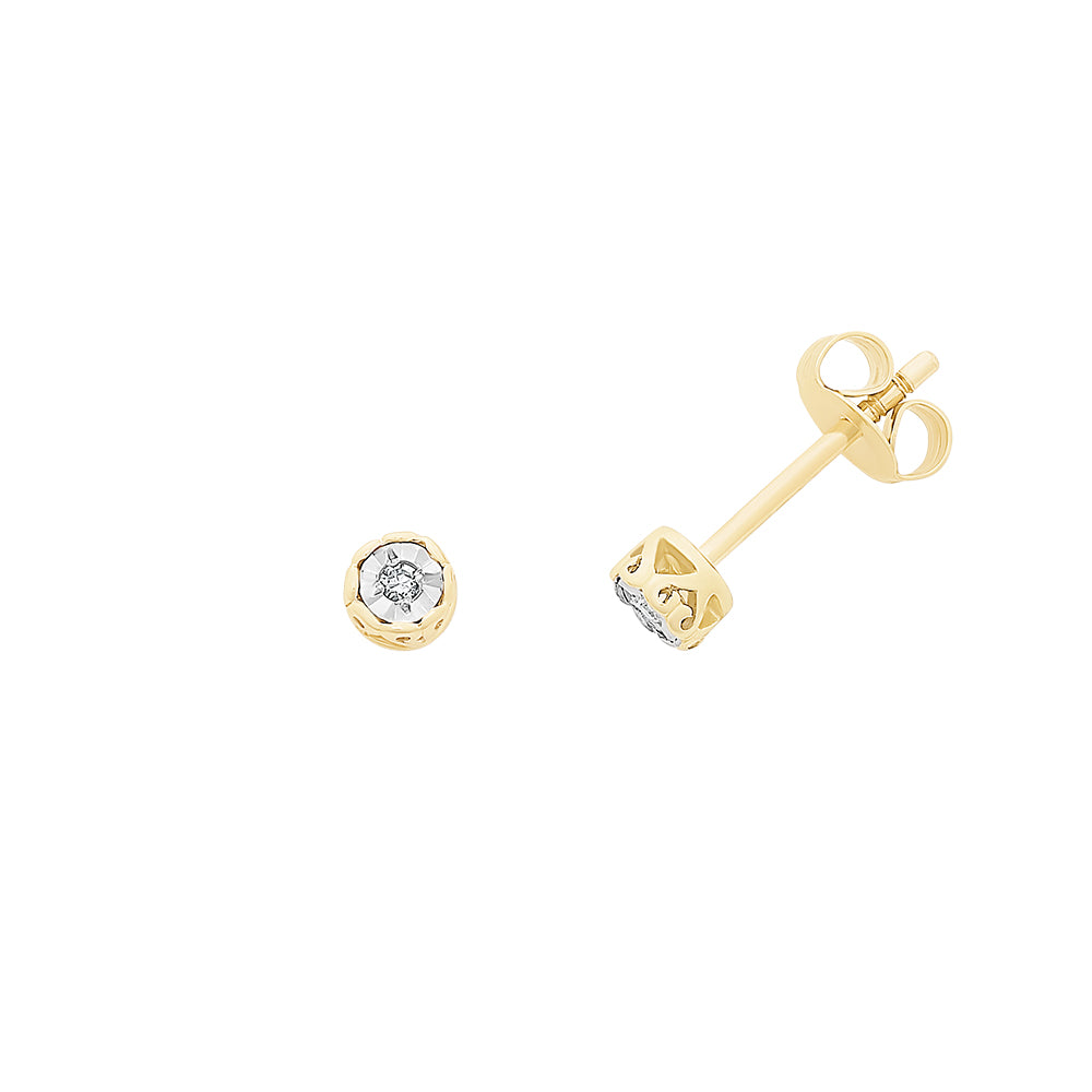 9k gold diamond stud earrings