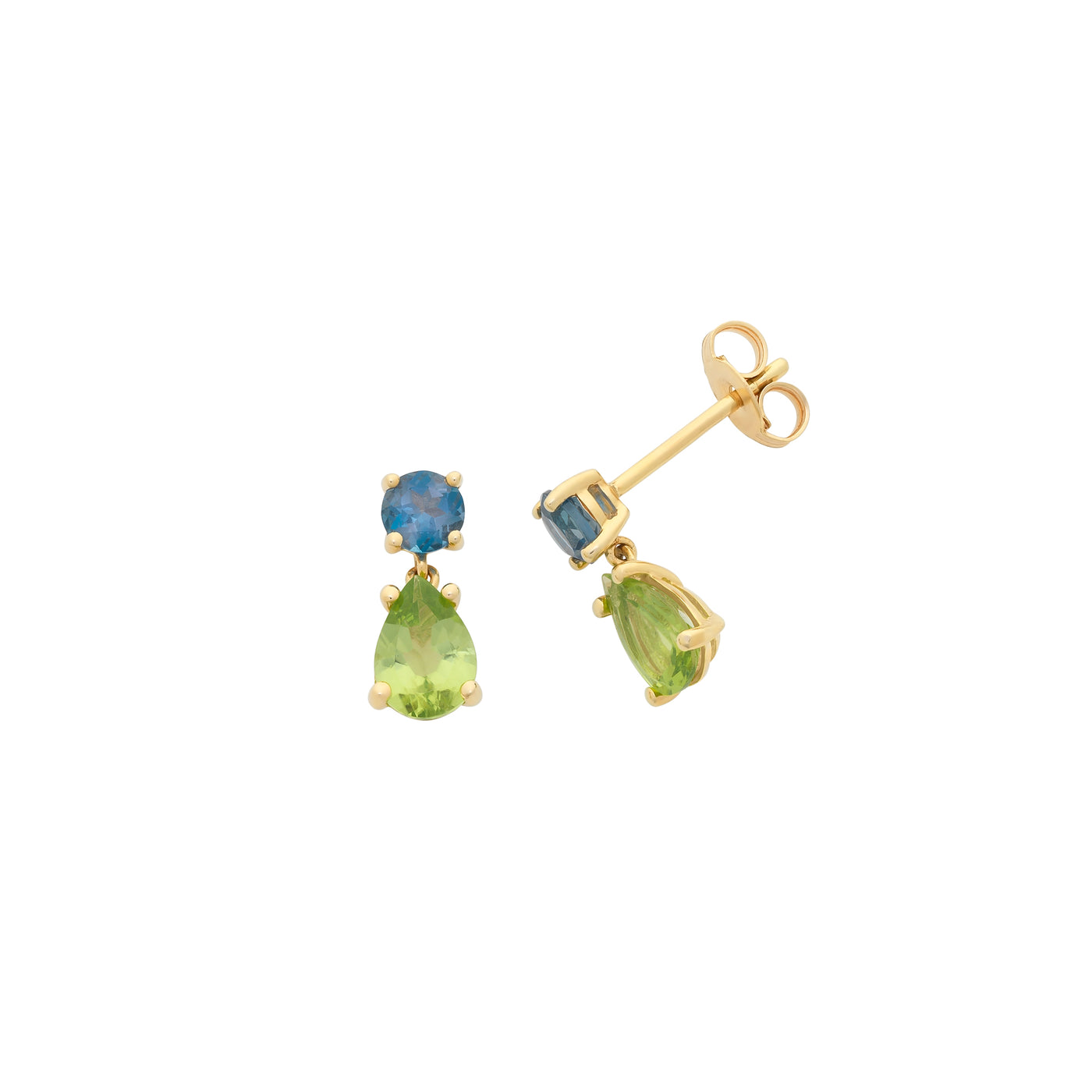 9k London Blue Topaz & Peridot Earrings