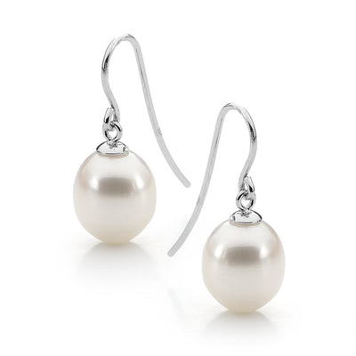 Sterling Silver Freshwater Pearl Shepherd Hook Earrings