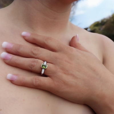 Peridot and Diamond Ring