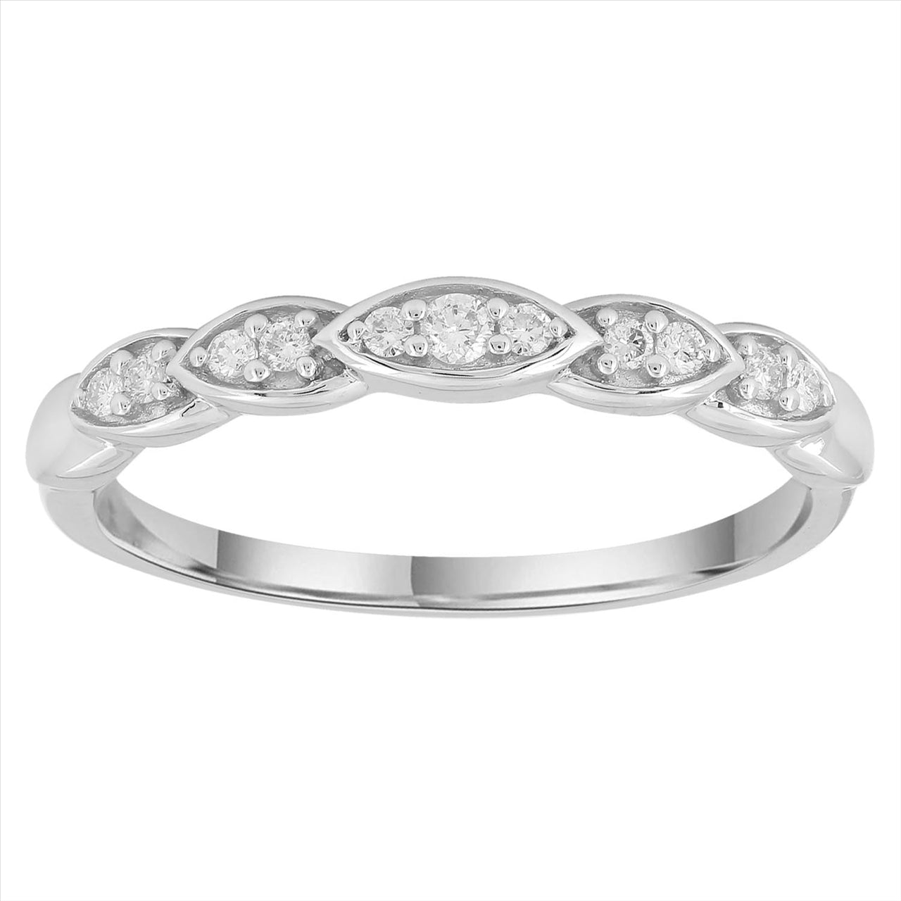 Band Ring with 0.10ct Diamonds in 9K White Gold