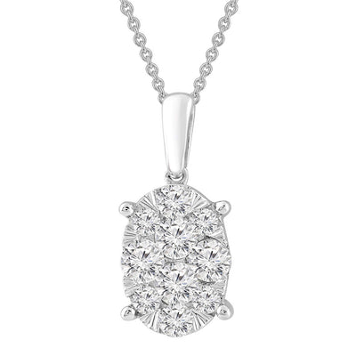 Necklace and Pendant with 0.50ct Diamonds in 9K White Gold