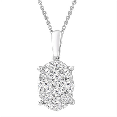 Necklace and Pendant with 0.50ct Diamonds in 9K White Gold