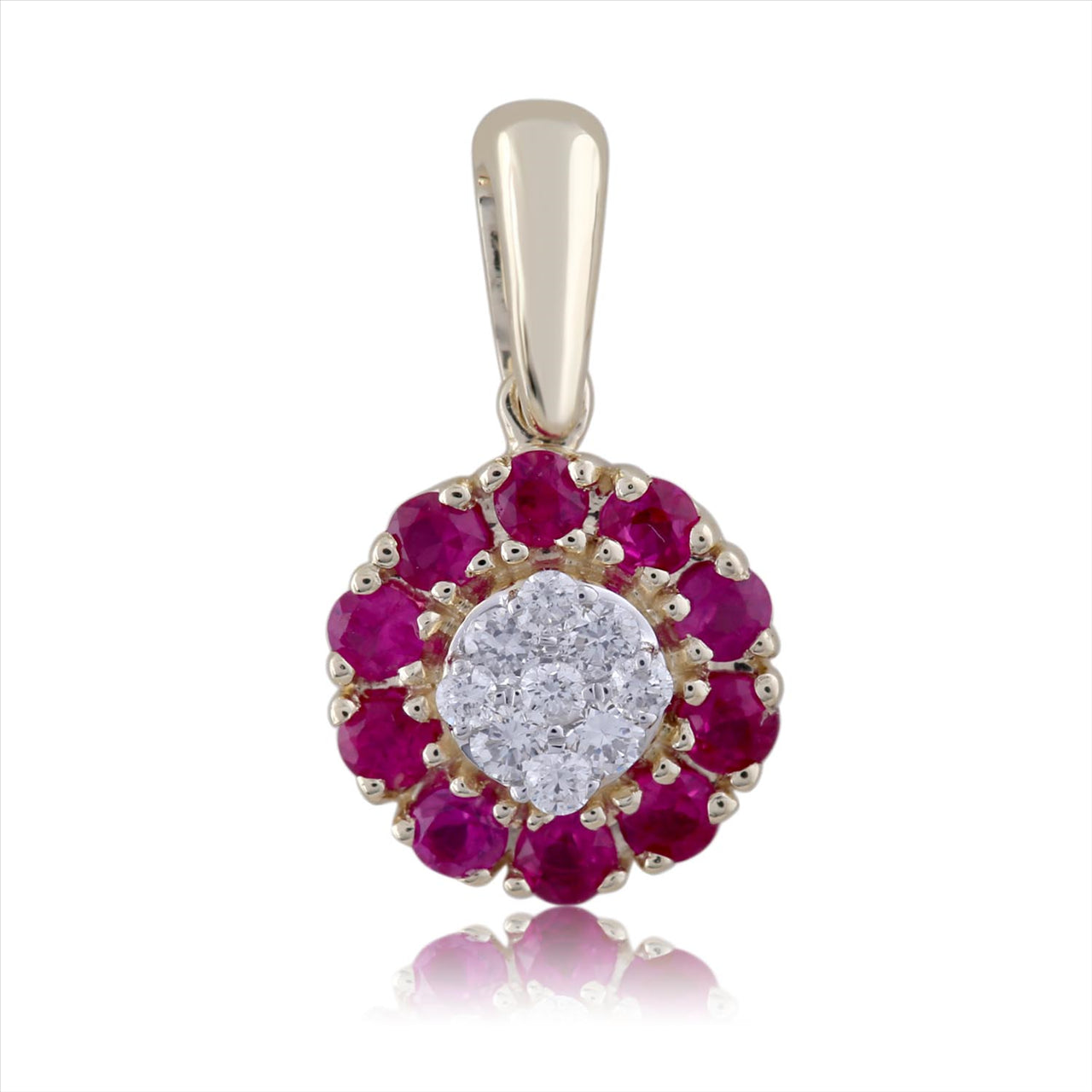 Ruby Pendant with 0.50ct Diamonds in 9K Yellow Gold