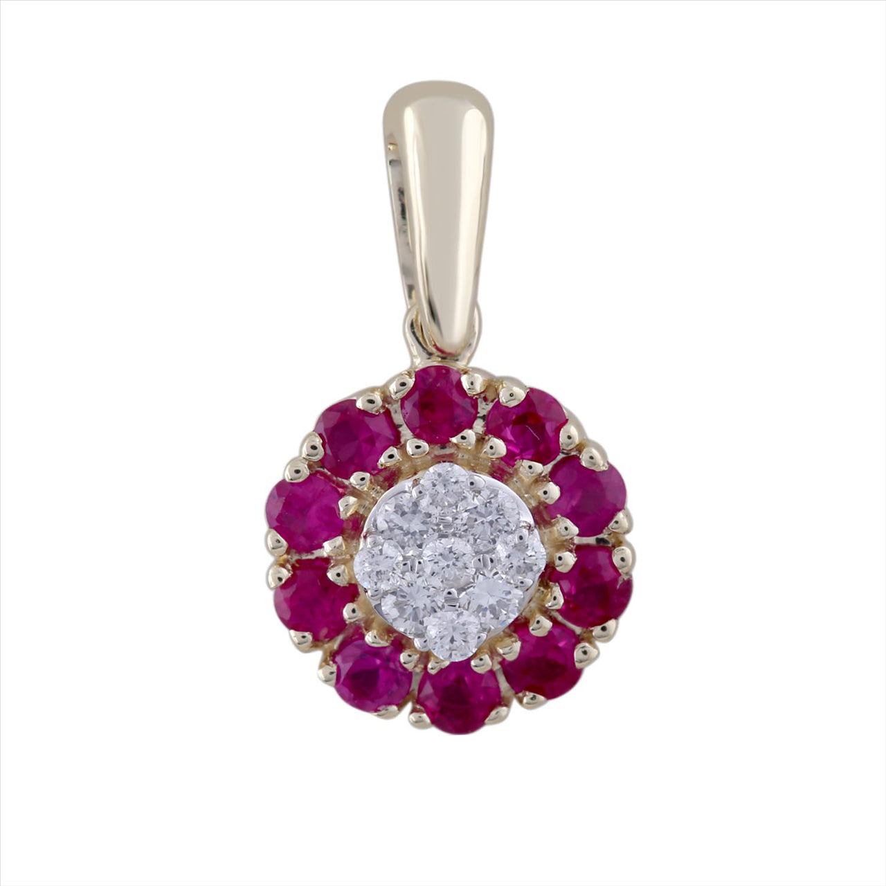 Ruby Pendant with 0.50ct Diamonds in 9K Yellow Gold