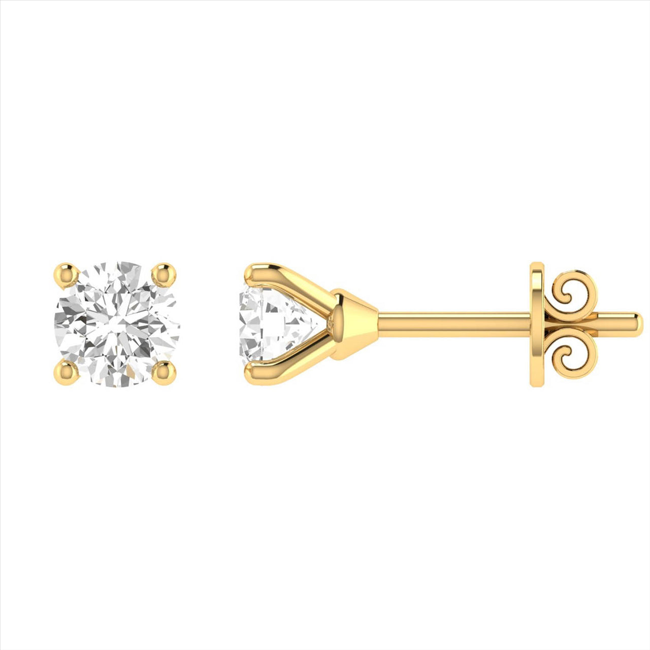 9k Yellow Gold Diamond Stud Earrings