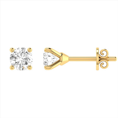 9k Yellow Gold Diamond Stud Earrings