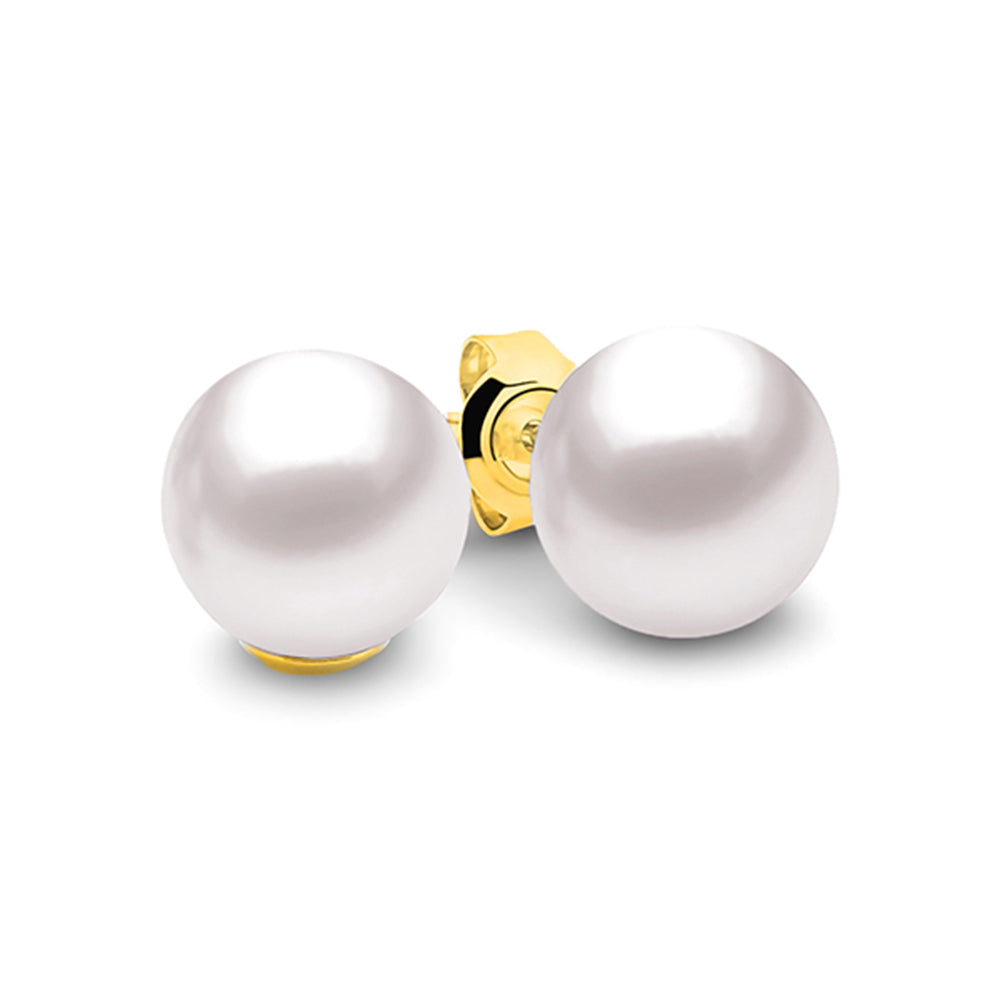 9k Yellow Gold Round Freshwater Pearl Studs