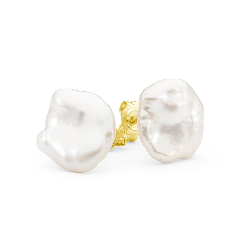 9k Yellow Gold Keshi Freshwater Pearl Studs