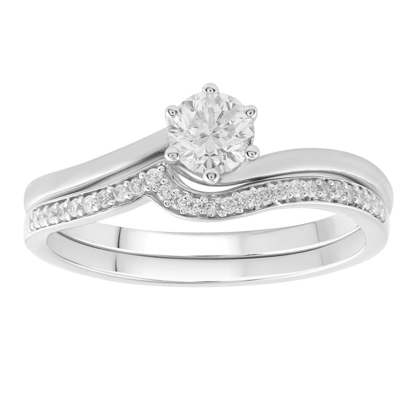 Engagement & Wedding Ring Set with 0.60ct Diamonds in 9K White Gold