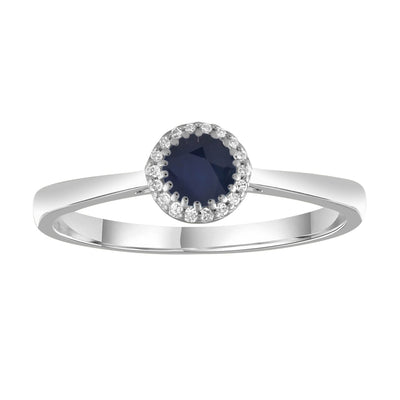 Diamond Sapphire Ring with 0.05ct Diamonds in 9K White Gold