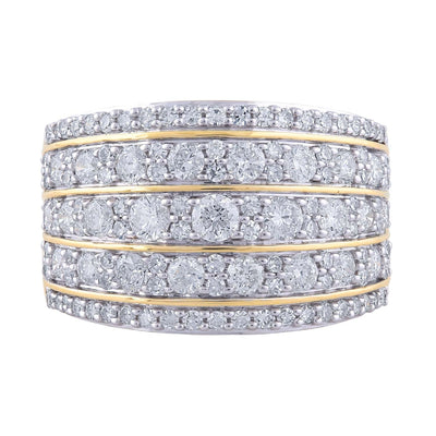 Multi Row Ring with 1.50ct Diamonds in 18ct Yellow Gold