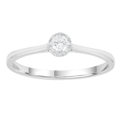 Solitaire Ring with 0.20ct Diamonds in 9K White Gold