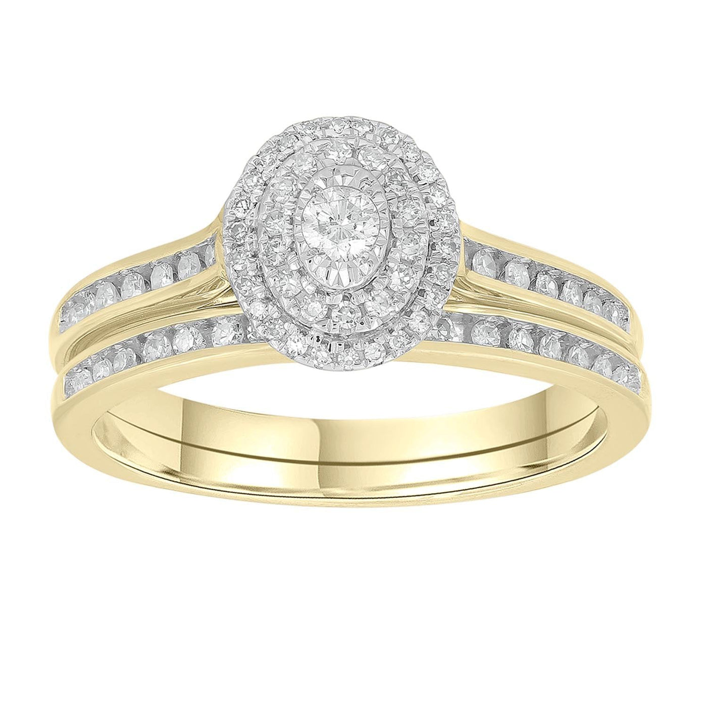 Engagement & Wedding Ring Set with 0.33ct Diamonds in 9K Yellow Gold