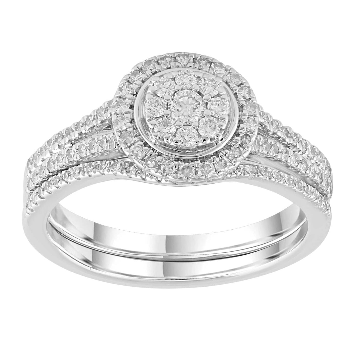 Engagement & Wedding Ring Set with 0.50ct Diamonds in 9K White Gold