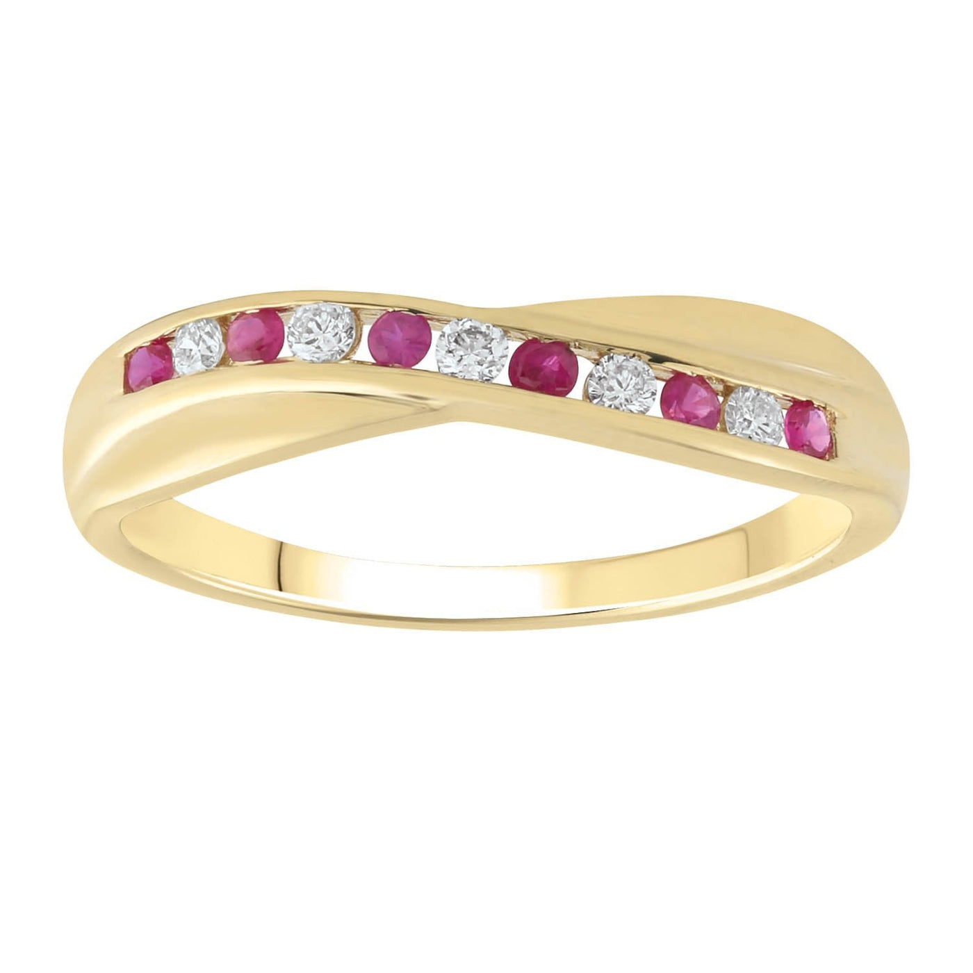 Ruby Ring with 0.12ct Diamonds in 9K Yellow Gold