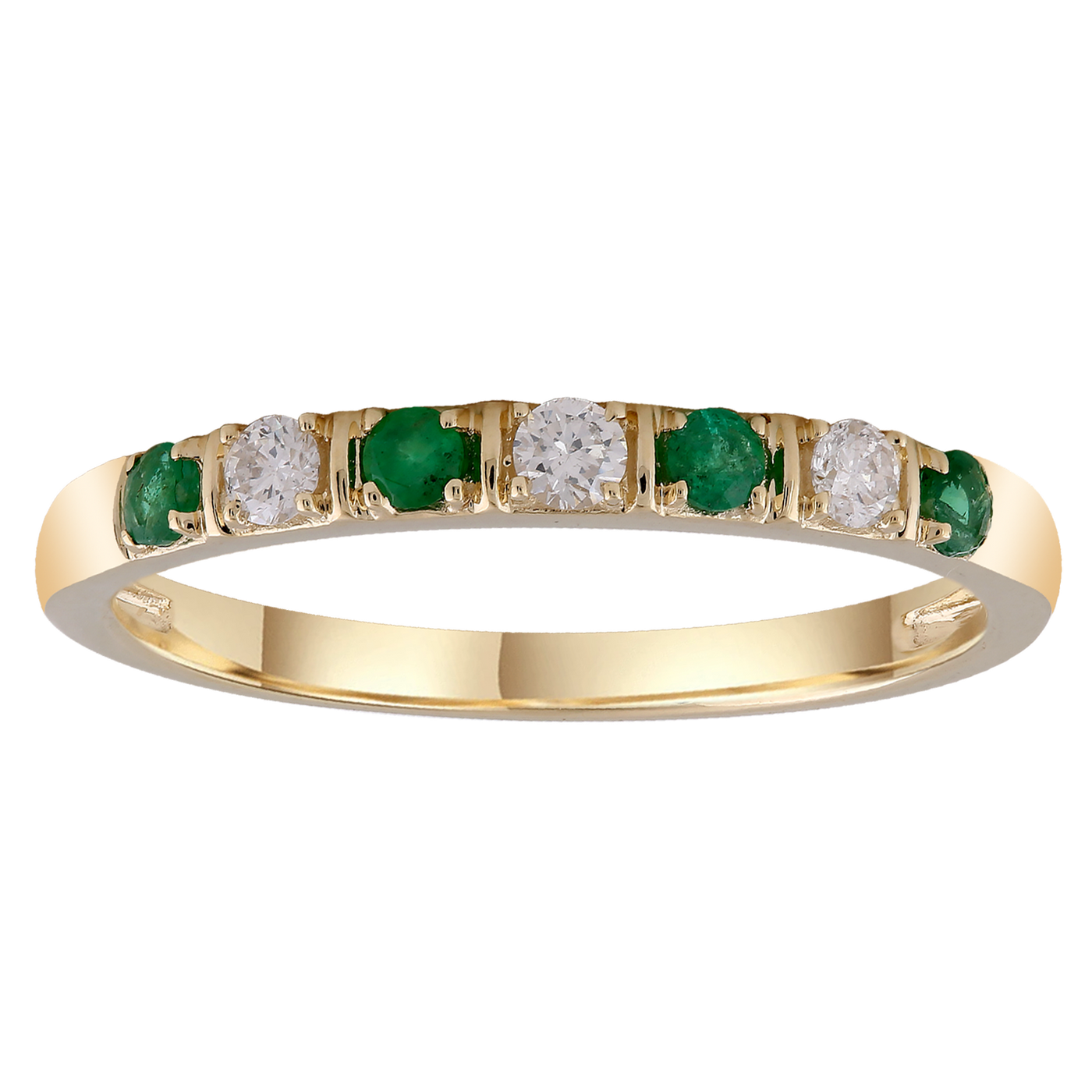 Emerald Ring with 0.10ct Diamonds in 9K Yellow Gold