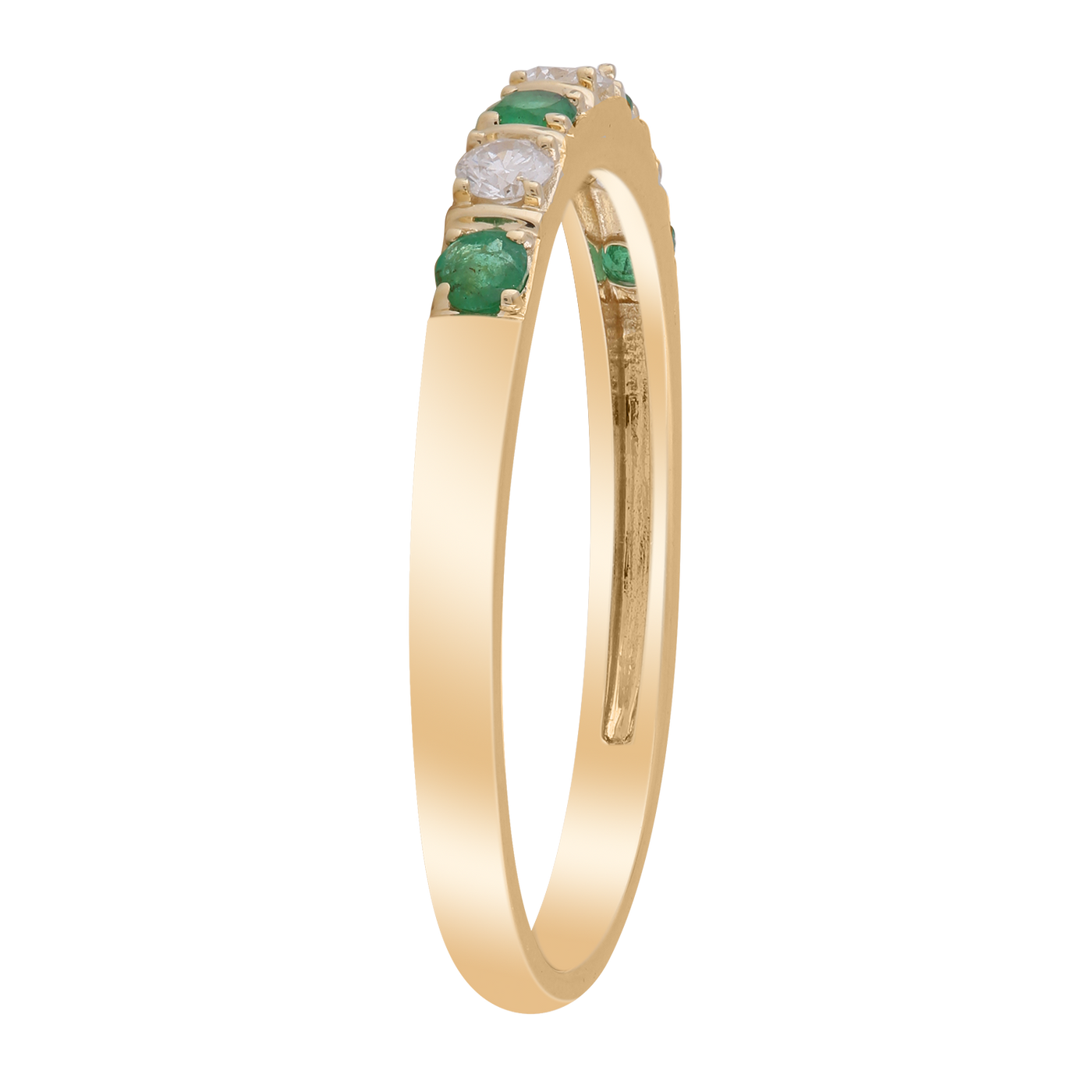 Emerald Ring with 0.10ct Diamonds in 9K Yellow Gold