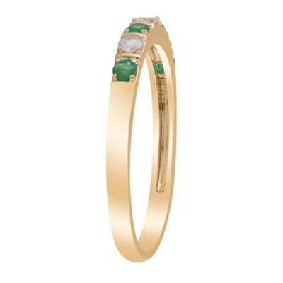 Emerald Ring with 0.10ct Diamonds in 9K Yellow Gold