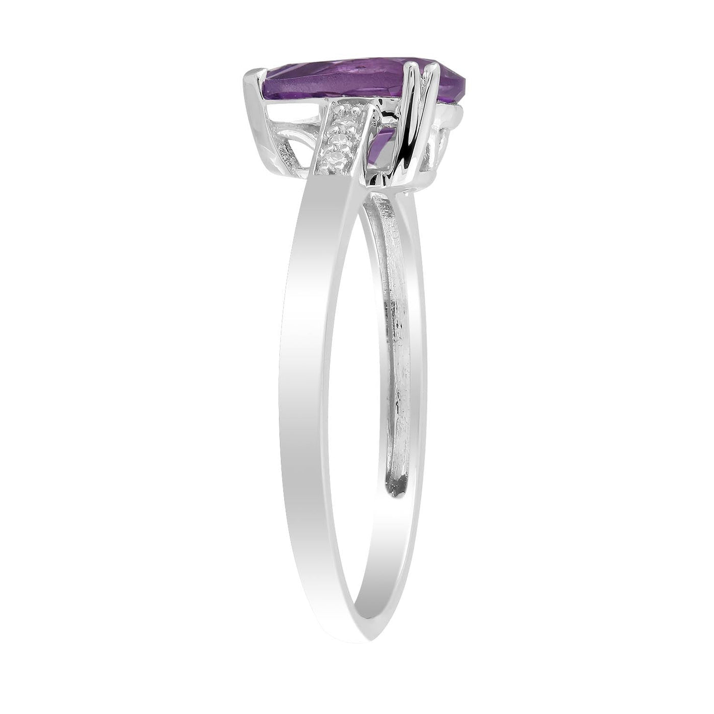 Amethyst Ring with 0.03ct Diamonds in 9K White Gold